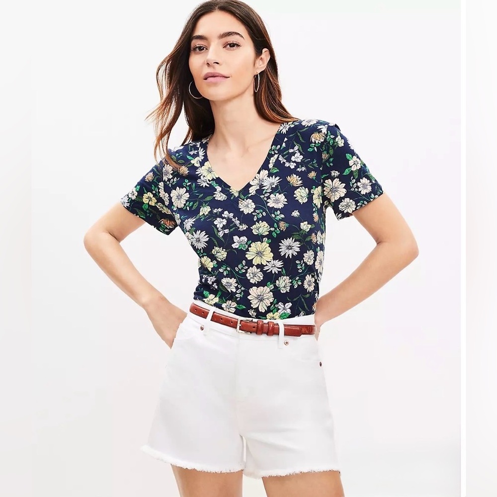 LOFT White Frayed Denim Shorts